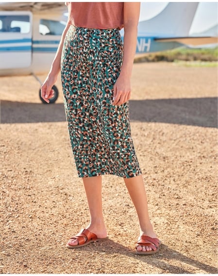 Printed Sarong Midi Skirt