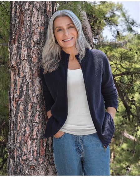 Lambswool Zip Thru Cardigan