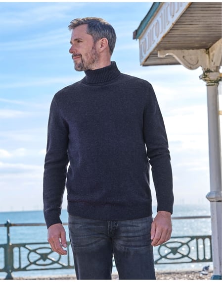 Mens Lambswool Turtle Neck Sweater