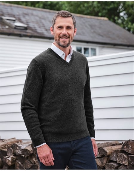 Mens Lambswool V Neck Sweater