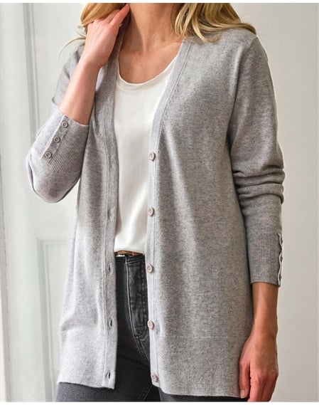 Cashmere Button Sleeve Boyfriend Cardigan