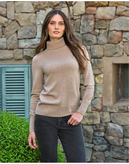 Womens Cashmere Turtle Neck Sweater