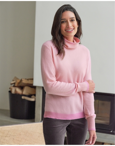 Cashmere Funnel Neck Tipped Sweater