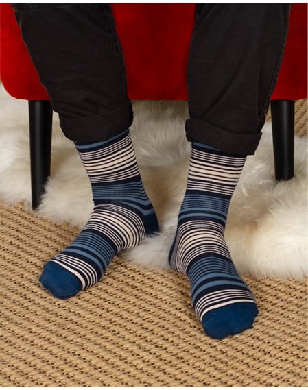 Mens Bamboo Variated Stripe Ankle Sock
