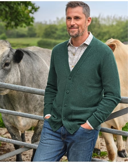 Mens Lambswool V Neck Cardigan