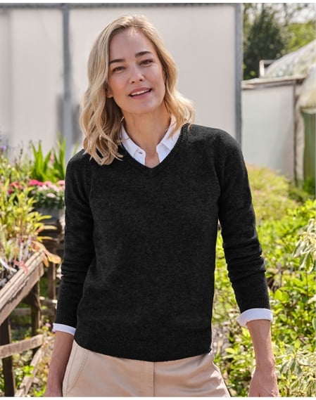 Womens Lambswool V Neck Sweater