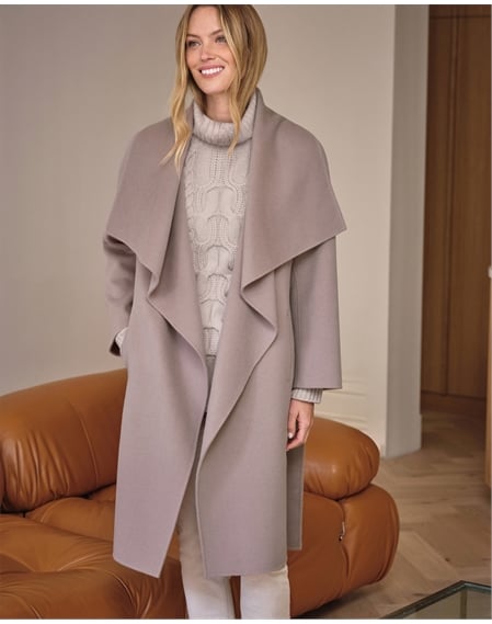 Double Faced Waterfall Collar Coat