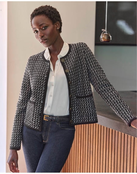 Wool Cotton Houndstooth Jacket