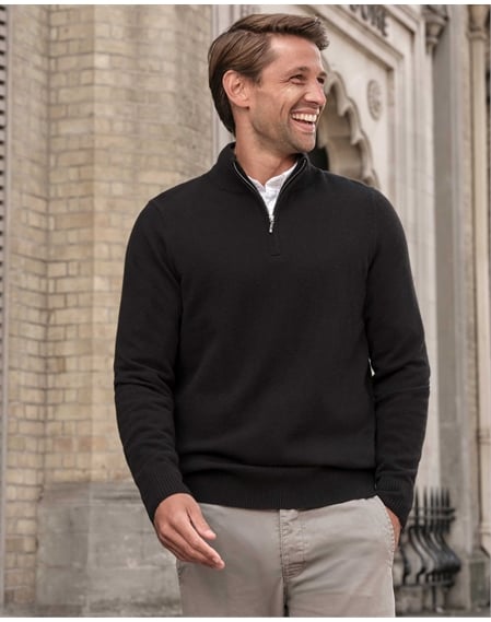 Mens Cashmere Zip Neck Sweater