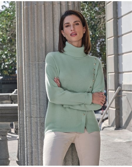 Wool Cashmere Button Front Sweater