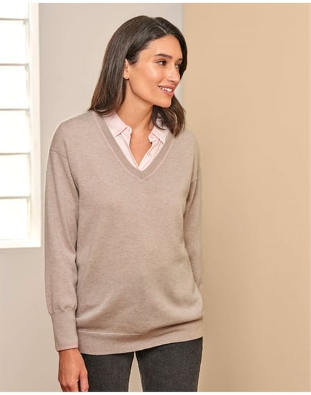 Wool Cashmere Boyfriend V Neck Sweater