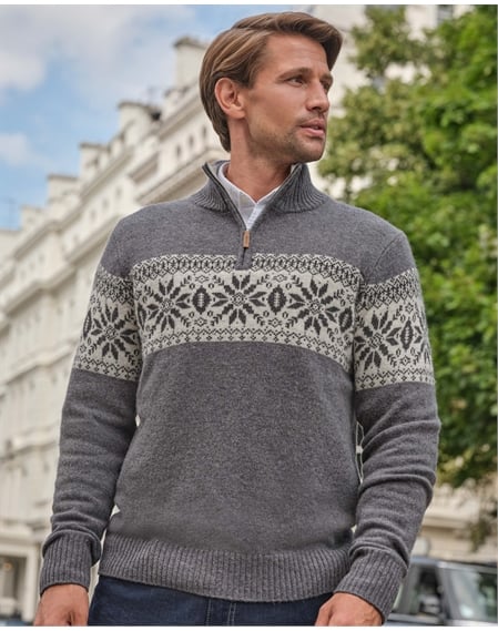 Merino Fairisle Half Zip Sweater