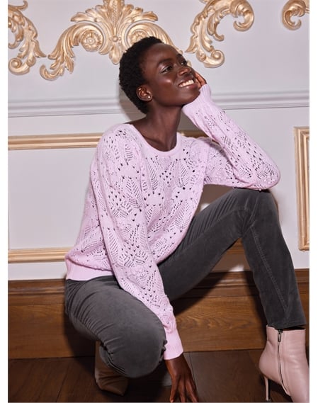 Wool Cashmere Pearl And Lace Sweater