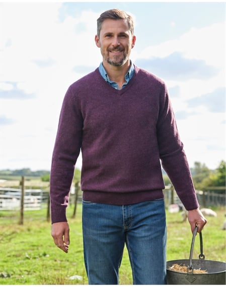 Mens Lambswool V Neck Sweater