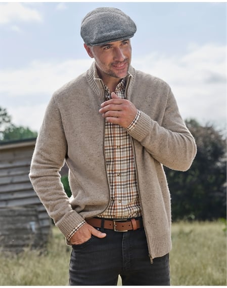 Mens Lambswool Lincoln Zipper Cardigan