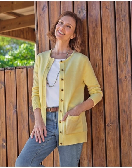 Lambswool Ladies Crew Neck Cardigan