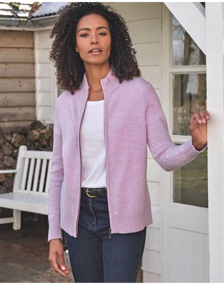 Lambswool Zip Thru Cardigan