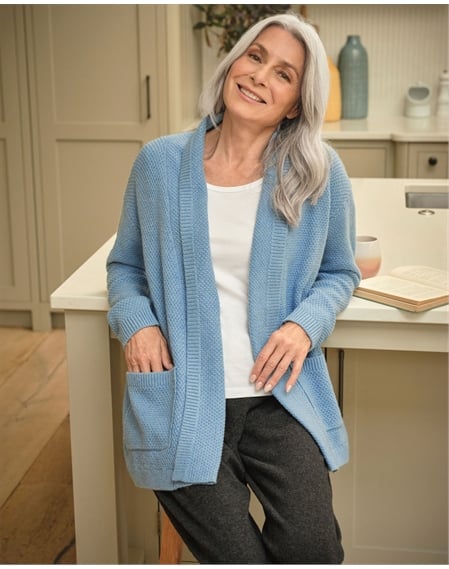 Moss Stitch Open Cardigan
