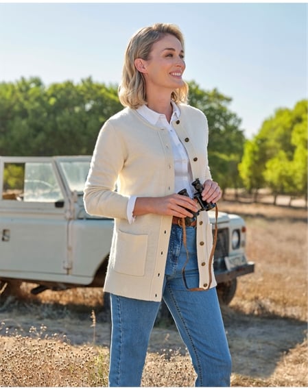 Lambswool Ladies Crew Neck Cardigan