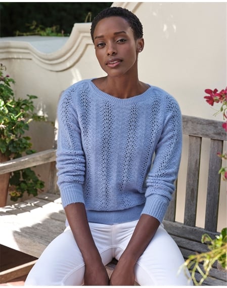 Merino Cashmere Fan Stitch Sweater