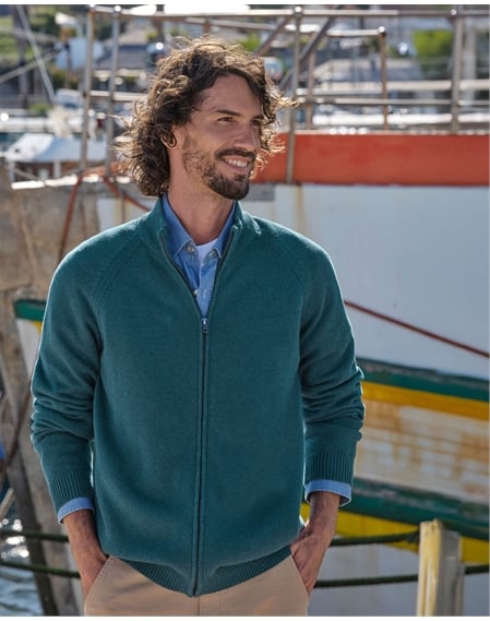 Essential Cotton Zip Cardigan