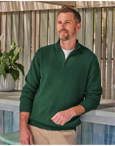Essential Cotton Zip Neck Jumper