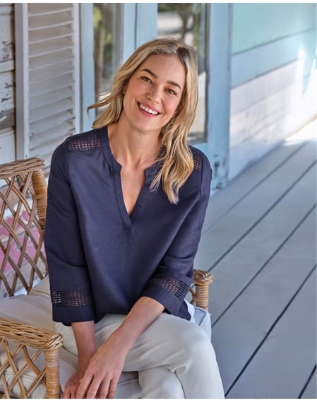 Ladder Insert Notch Neck Top
