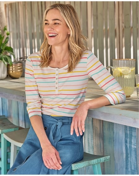 3/4 Sleeve Henley Top