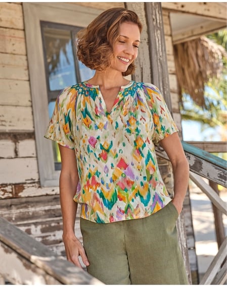 Angel Sleeve Crinkle Blouse