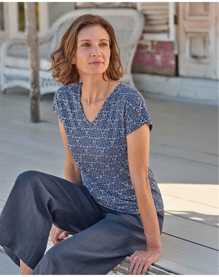 V Neck Printed Tshirt