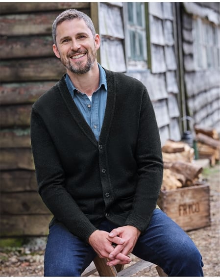 Mens Lambswool V Neck Cardigan