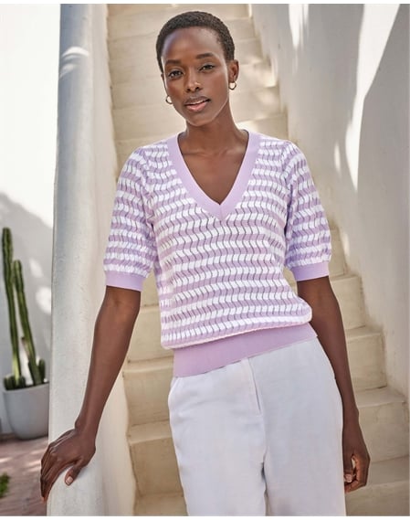 Cotton Linen Lacy Stitch Top