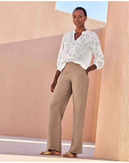 Laundered Linen Wide Leg Trouser