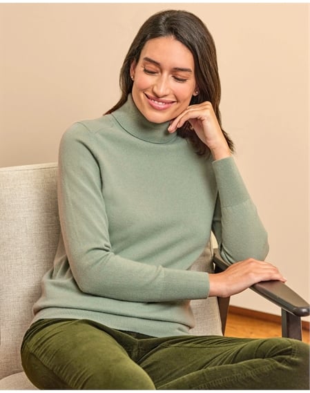 Womens Cashmere Polo Neck Sweater