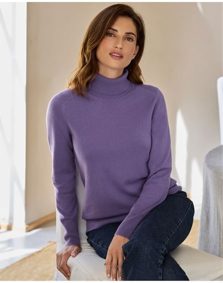 Womens Cashmere Turtle Neck Sweater