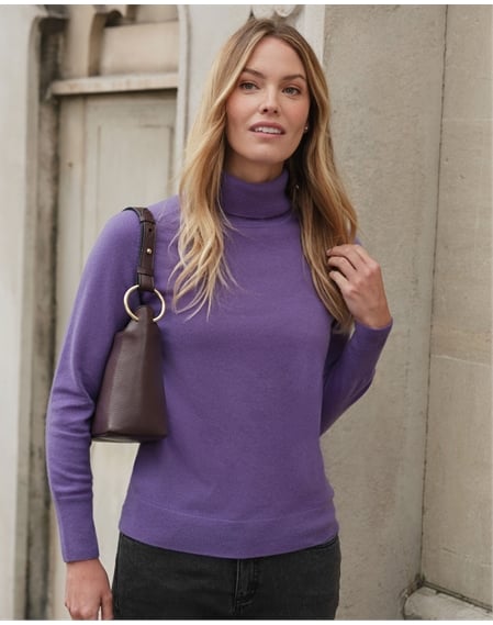 Womens Cashmere Polo Neck Sweater
