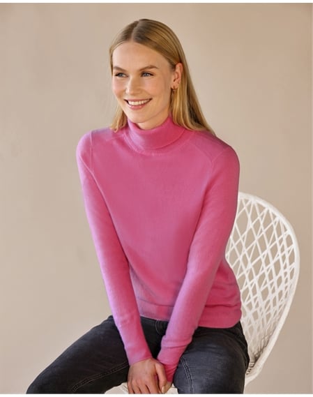Womens Cashmere Polo Neck Sweater