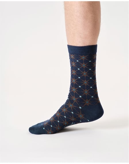 Mens Geo Star Bamboo Crew Socks
