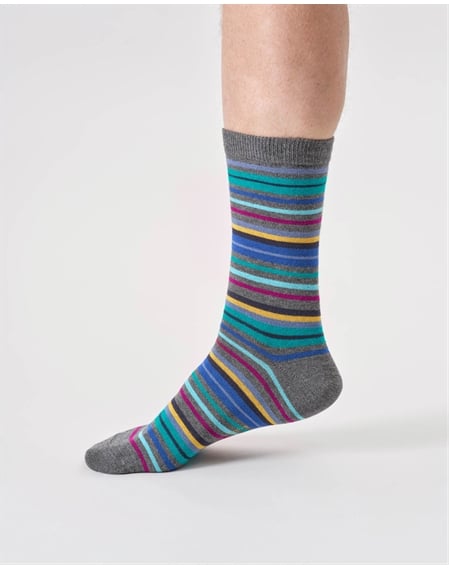 Mens Stripe Organic Cotton Crew Socks