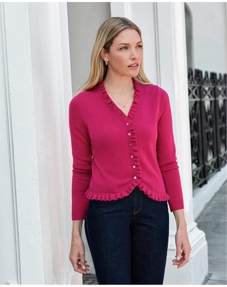 Cashmere Ruffle Cardigan