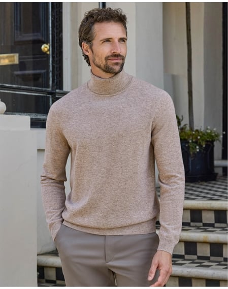 Mens Cashmere Roll Neck Sweater