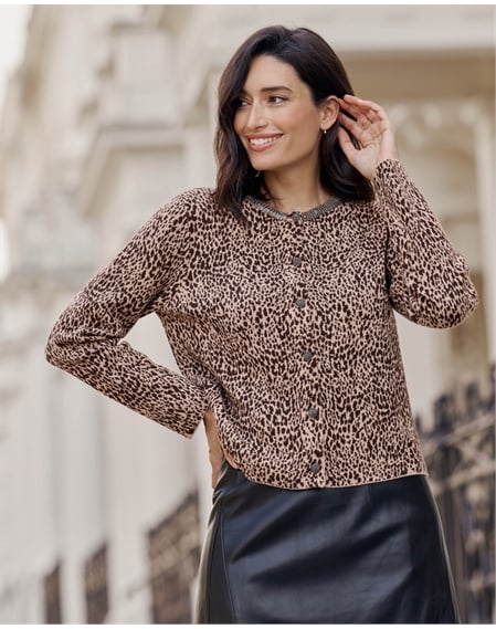 Animal Knitted Jacket With Trim
