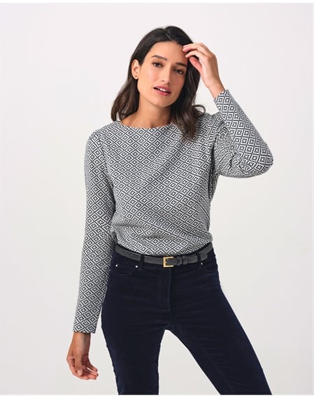 Jacquard Long Sleeve Top