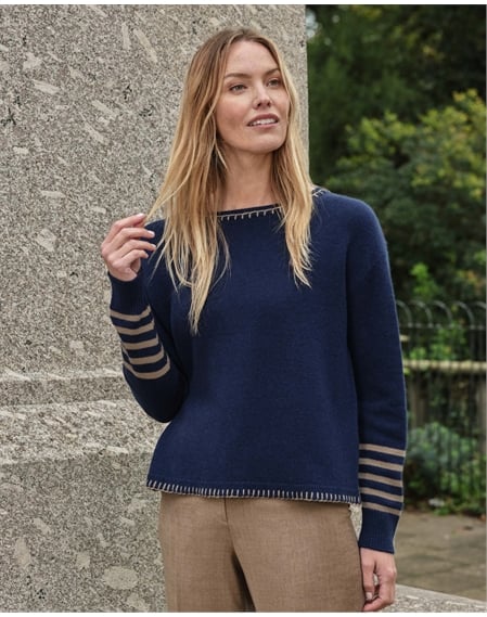 Blanket Stitch Stripe Sweater