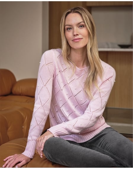 Lofty Pointelle Pearl Sweater