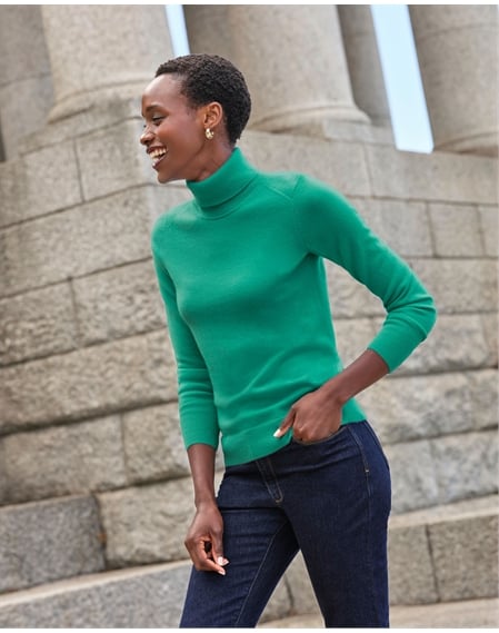 Womens Cashmere Polo Neck Sweater