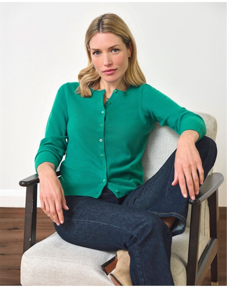 Cashmere Crew Neck Cardigan