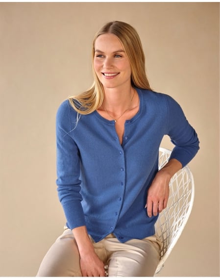 Cashmere Crew Neck Cardigan