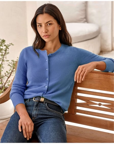 Cashmere Crew Neck Cardigan