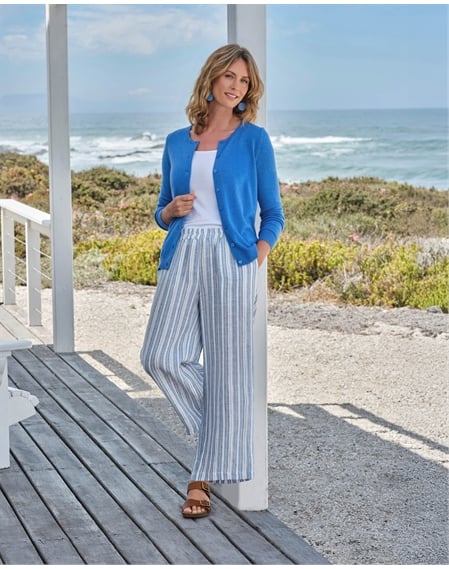 Wide Leg Full Length Linen Trousers